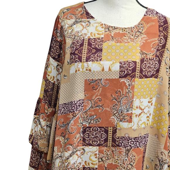 Boho Tunic Top Sz L Layered Patchwork High Low Forest Fairy Autumn Fall - Picture 4 of 11